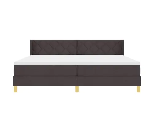 Kastītes Atsperu Gulta Tumši Brūns Un Balts 200 X 200 Cm Vidaxl