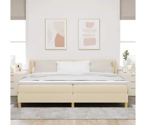 Kastītes Atsperu Gulta Krēmkrāsa 200 X 200 Cm Poliesters Vidaxl