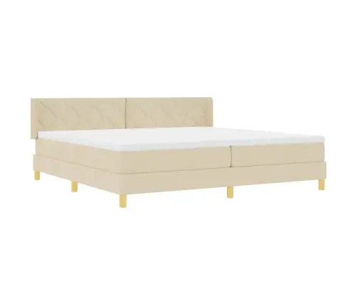 Kastītes Atsperu Gulta Krēmkrāsa 200 X 200 Cm Poliesters Vidaxl