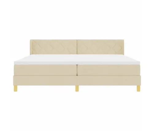 Kastītes Atsperu Gulta Krēmkrāsa 200 X 200 Cm Poliesters Vidaxl