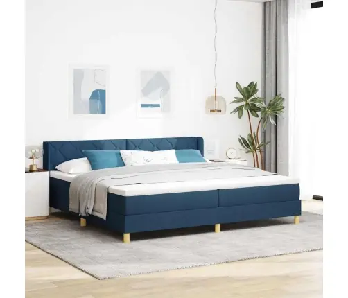 Box Spring Gulta Ar Matraci Zilā Krāsā, 200 X 200 Cm, Audums Vidaxl