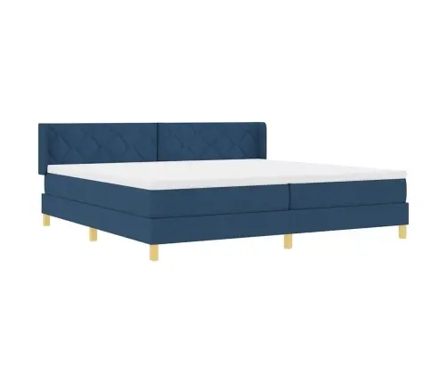 Box Spring Gulta Ar Matraci Zilā Krāsā, 200 X 200 Cm, Audums Vidaxl
