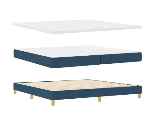 Box Spring Gulta Ar Matraci Zilā Krāsā, 200 X 200 Cm, Audums Vidaxl