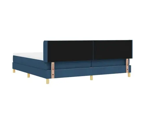 Box Spring Gulta Ar Matraci Zilā Krāsā, 200 X 200 Cm, Audums Vidaxl