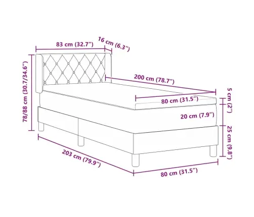 Gultas Rāmis Ar Matraci Melnā Krāsā 100X200 Cm Samts Melna Vidaxl