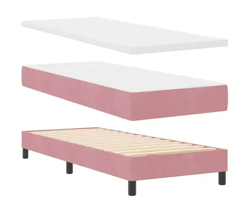 Kastītes Atsperu Gulta Ar Matraci Rozā 200 X 80 Cm Poliesters Vidaxl