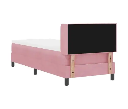 Kastītes Atsperu Gulta Ar Matraci Rozā 200 X 80 Cm Poliesters Vidaxl