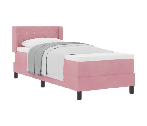 Kastītes Atsperu Gulta Ar Matraci Rozā 200 X 80 Cm Poliesters Vidaxl