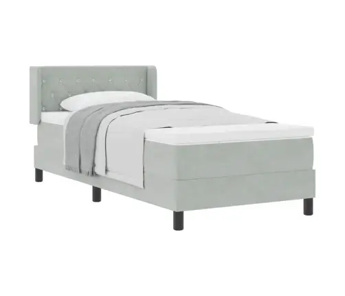 Gultas Ar Matraci Gaiši Pelēka 90X190 Cm Samts Vidaxl