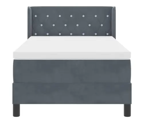 Kastes Gultas Ar Matraci Tumši Pelēks 90X190 Cm Samts Vidaxl