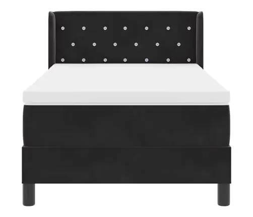 Gultas Rāmja Gulta Ar Matraci Melnā Krāsā 90X190 Cm No Samta Vidaxl