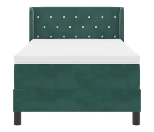 Gultas Rāmis Ar Matraci Melnā Krāsā 100X200 Cm Samts Tumši Zaļa Vidaxl