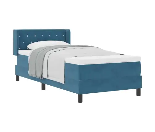 Gultas Rāmis Ar Matraci Melnā Krāsā 100X200 Cm Samts Tumši Zila Vidaxl