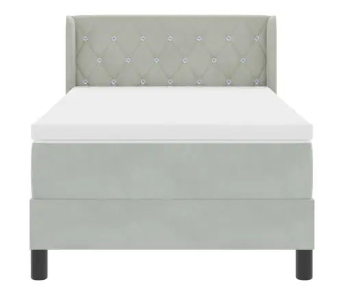 Gultas Pamatne Ar Matraci Gaiši Pelēkā Krāsā 90X200 Cm No Samta Vidaxl