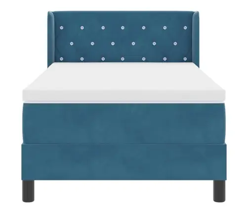 Gultas Atsperes Gulta Ar Matraču Tumši Zila 100X200 Cm Samts Vidaxl