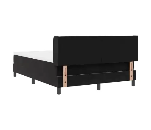 Gultas Pamatne Ar Matraci Melnā 140X190 Cm Samts Vidaxl