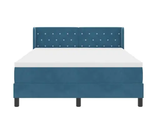 Gultas Atsperes Ar Matrača Tumši Zila 140X190 Cm Samts Vidaxl