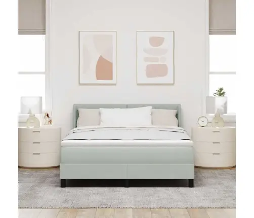 Kaste Pamatne Gulta Ar Matraci Gaiši Pelēks 160X200 Cm Samts Vidaxl