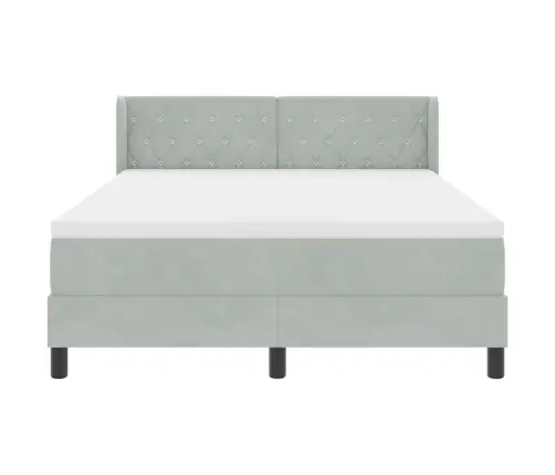 Kaste Pamatne Gulta Ar Matraci Gaiši Pelēks 160X200 Cm Samts Vidaxl