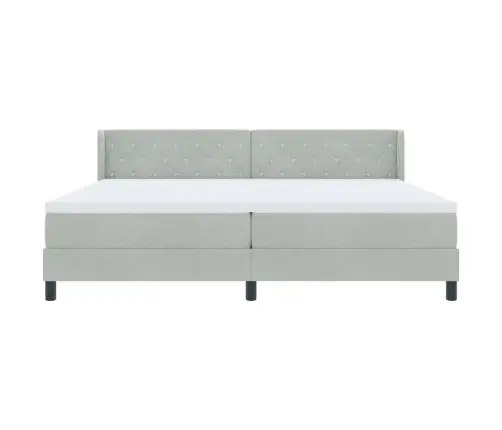 Kastītes Gulta Ar Matraci Gaiši Pelēks 200X200 Cm Audums Vidaxl