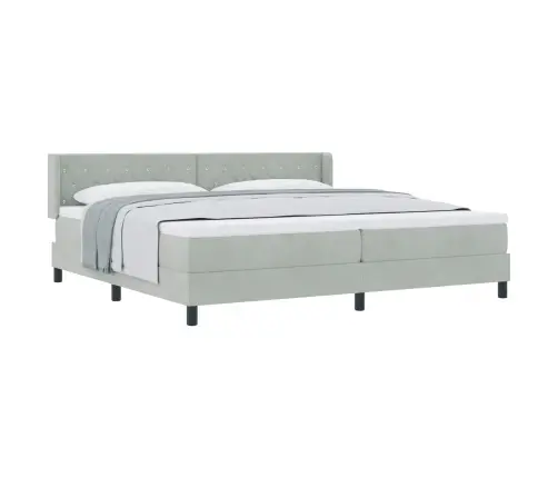 Kastītes Gulta Ar Matraci Gaiši Pelēks 200X200 Cm Audums Vidaxl