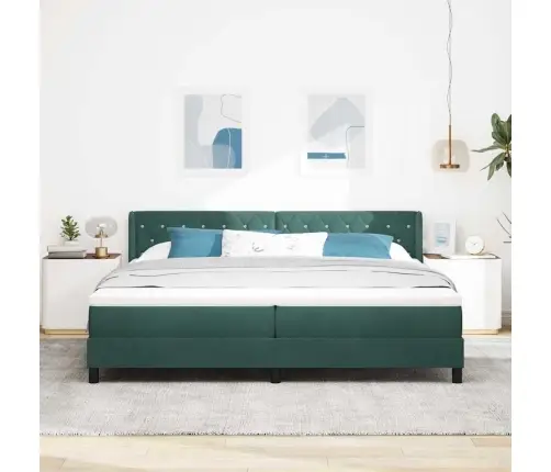 Gultas Rāmis Ar Matraci Melnā Krāsā 100X200 Cm Samts Tumši Zaļa Vidaxl