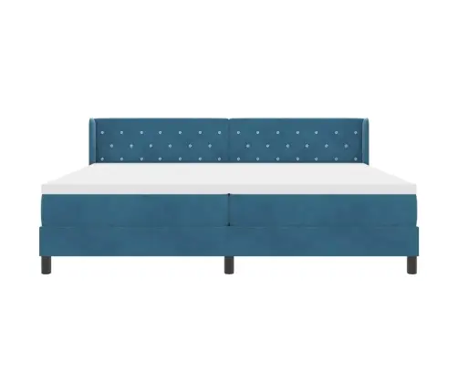 Gultas Pamatne Ar Matraču Tumši Zilā Krāsā 200X200 Cm No Velūra Vidaxl