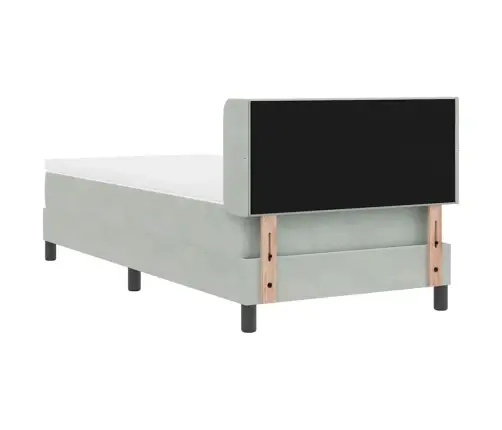 Kastveida Gulta Ar Matraci Gaiši Pelēks 90X190 Cm Samts Vidaxl