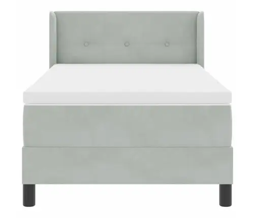 Kastveida Gulta Ar Matraci Gaiši Pelēks 90X190 Cm Samts Vidaxl