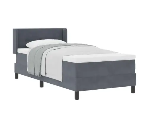 Gultas Pamatne Ar Matraci Tumši Pelēkā Krāsā 90X200 Cm No Samta Vidaxl