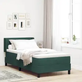 Gultas Rāmis Ar Matraci Melnā Krāsā 100X200 Cm Samts Tumši Zaļa Vidaxl Gultas Rāmis Ar Matraci Melnā Krāsā 100X200 Cm Samts Tumši Zaļa Vidaxl