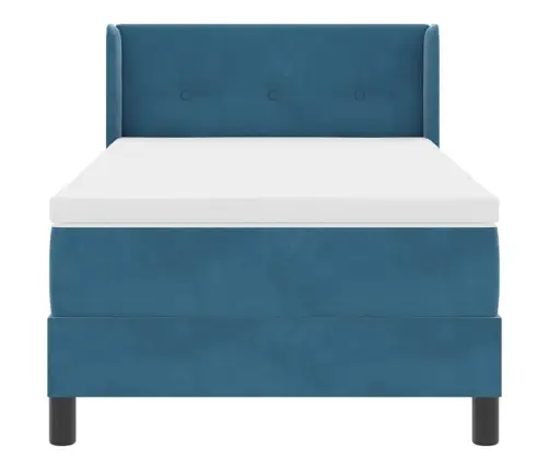 Gultas Rāmis Ar Matraci Tumši Zils 100X200 Cm Samts Vidaxl