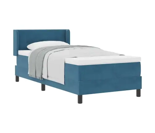 Gultas Rāmis Ar Matraci Tumši Zils 100X200 Cm Samts Vidaxl