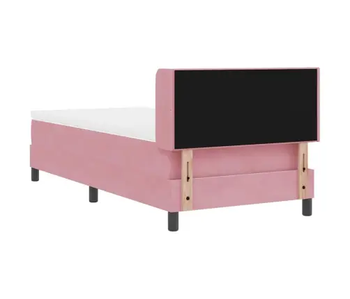 Gultas Rāmis Ar Matraci Melnā Krāsā 100X200 Cm Samts Rozā Vidaxl