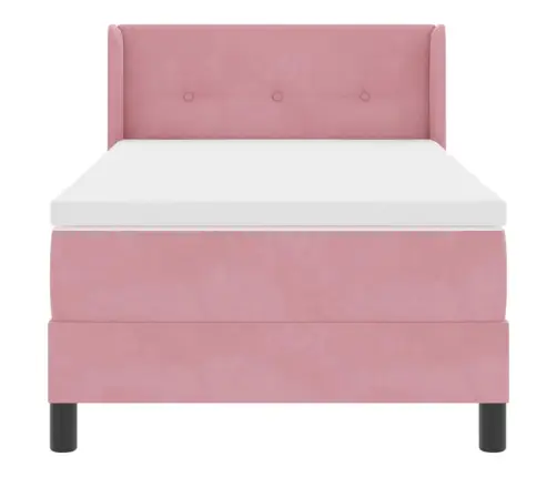 Gultas Rāmis Ar Matraci Melnā Krāsā 100X200 Cm Samts Rozā Vidaxl
