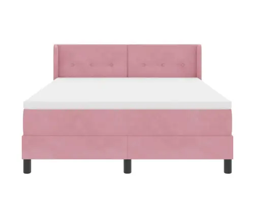Kastītes Atsperu Gulta Ar Matraci Rozā 200 X 140 Cm Poliesters Vidaxl