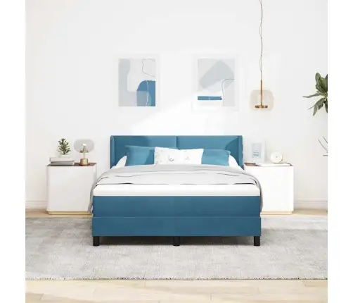 Kastītes Atsperu Gulta Tumši Zils 200 X 160 Cm Poliesters Vidaxl