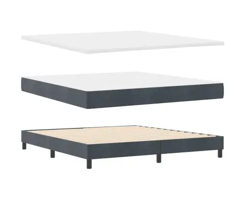 Kastītes Atsperu Gulta Tumši Pelēks 200 X 180 Cm Poliesters Vidaxl