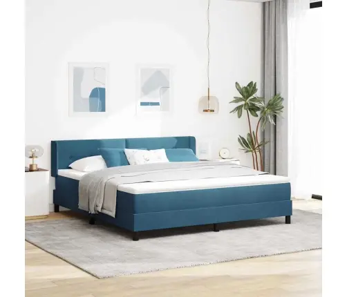 Kastītes Atsperu Gulta Tumši Zils 200 X 180 Cm Poliesters Vidaxl