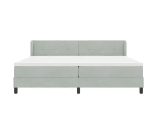 Kaste Pavasara Gulta Ar Matraci Gaiši Pelēks 200X200 Cm Samts Vidaxl