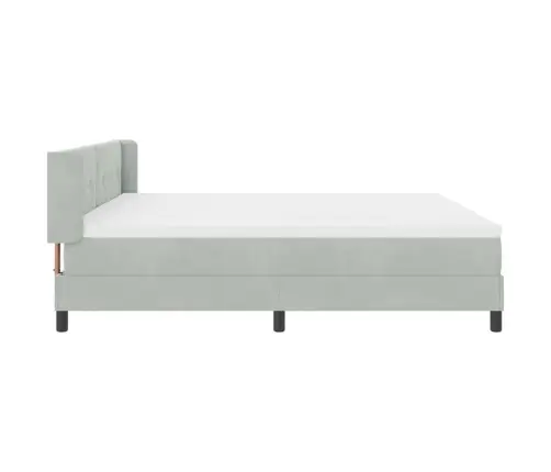 Kaste Pavasara Gulta Ar Matraci Gaiši Pelēks 200X200 Cm Samts Vidaxl