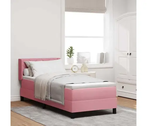 Kaste Pavasara Gultas Ar Matraci Rozā 80X200 Cm Samts Vidaxl
