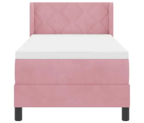 Kaste Pavasara Gultas Ar Matraci Rozā 80X200 Cm Samts Vidaxl