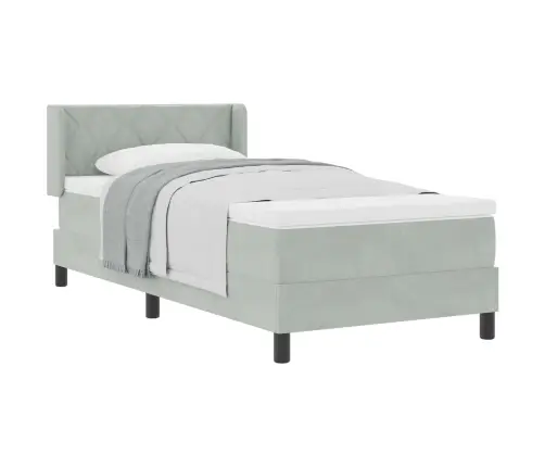 Kiemas Lova Su Čiužiniu Šviesiai Pilka 190 X 90 Cm Poliesteris