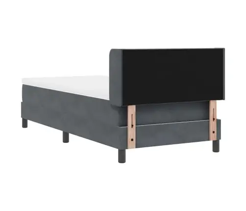 Gultas Pamatne Ar Matraci Tumši Pelēka 90X190 Cm Samts Vidaxl