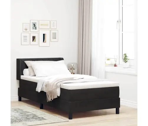 Gultas Rāmis Ar Matraču Melns 90X190 Cm Samts Vidaxl