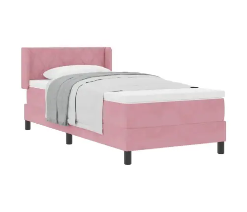 Gultas Rāmis Ar Matraci Melnā Krāsā 100X200 Cm Samts Rozā Vidaxl