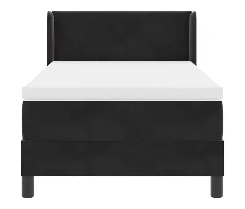 Kastu Gultas Ar Matraču Melnā Krāsā 90X200 Cm Samts Vidaxl
