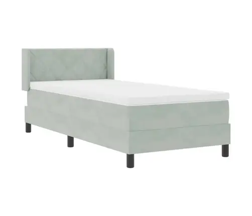 Kastītes Atsperu Gulta Gaiši Pelēks 200 X 100 Cm Poliesters Vidaxl