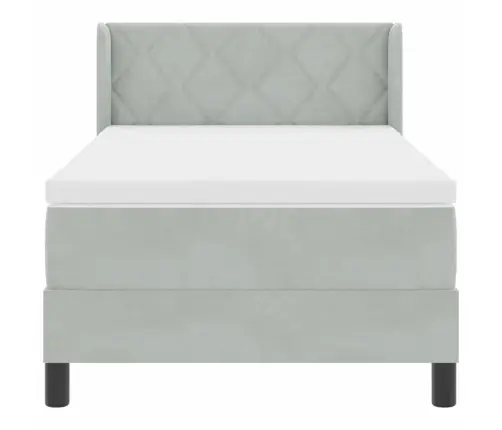 Kastītes Atsperu Gulta Gaiši Pelēks 200 X 100 Cm Poliesters Vidaxl